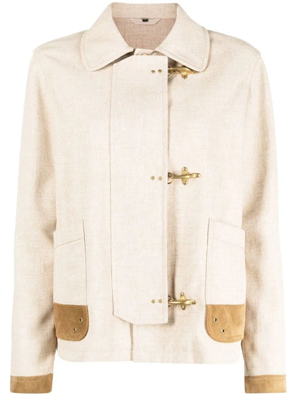 Contrasting-Trim Fitted Jacket