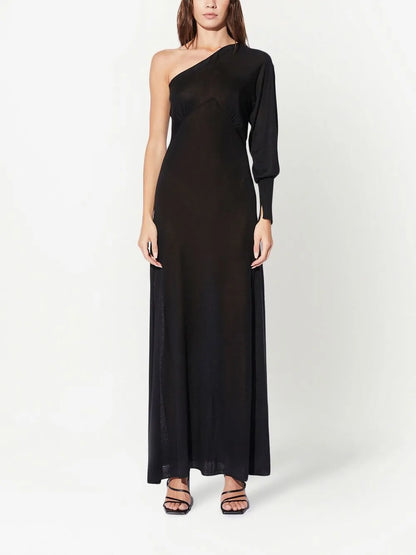 One-Shoulder Long Silk Dress