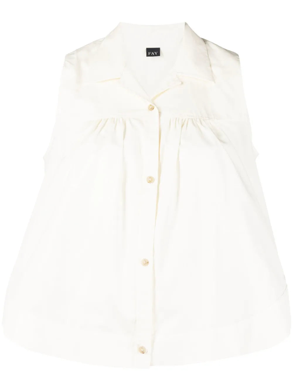 Pleated Sleeveless Cotton Shirt