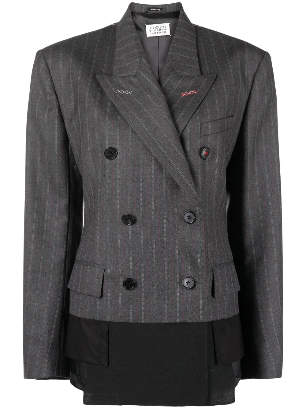 Spliced Pinstriped Wool Blazer