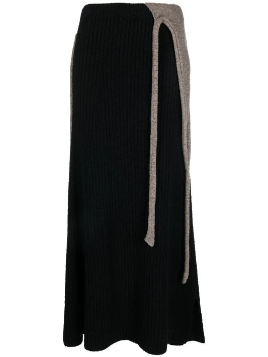 Ribbed-Knit Boucle Maxi Skirt