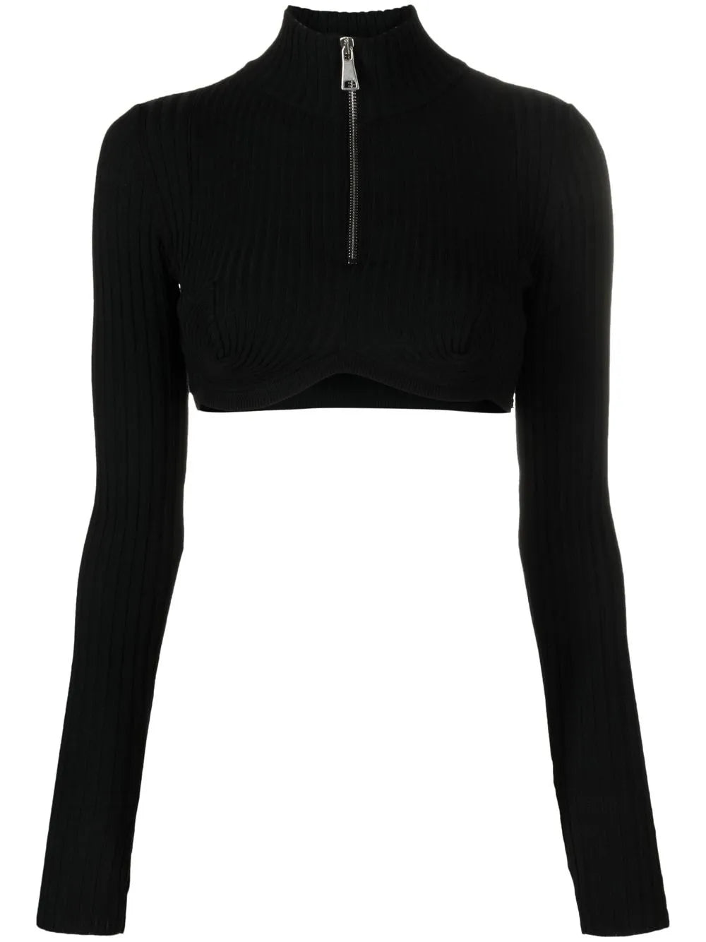 Cropped Half-Zip Fastening Top