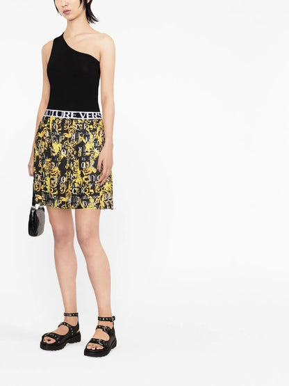 Logo Couture Pleated Miniskirt