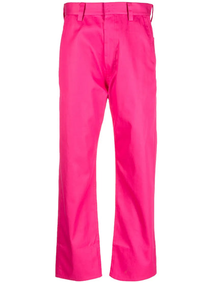 Straight-Leg Cropped Cotton Trousers