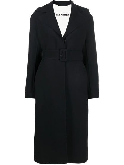 Long-Sleeve Belted Wool Coat