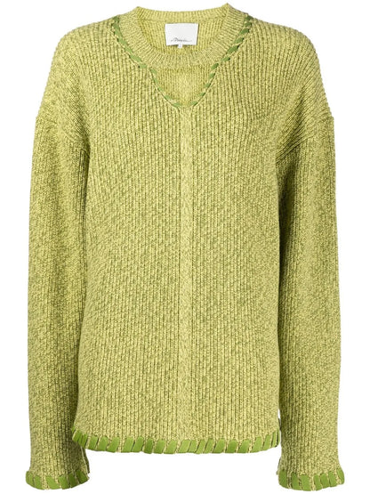 Ribbed V-Neck Jumper