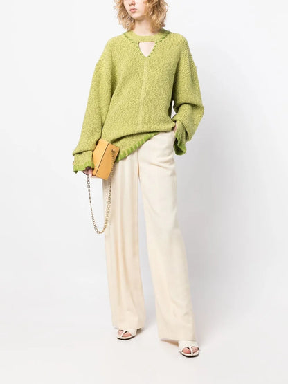 Ribbed V-Neck Jumper