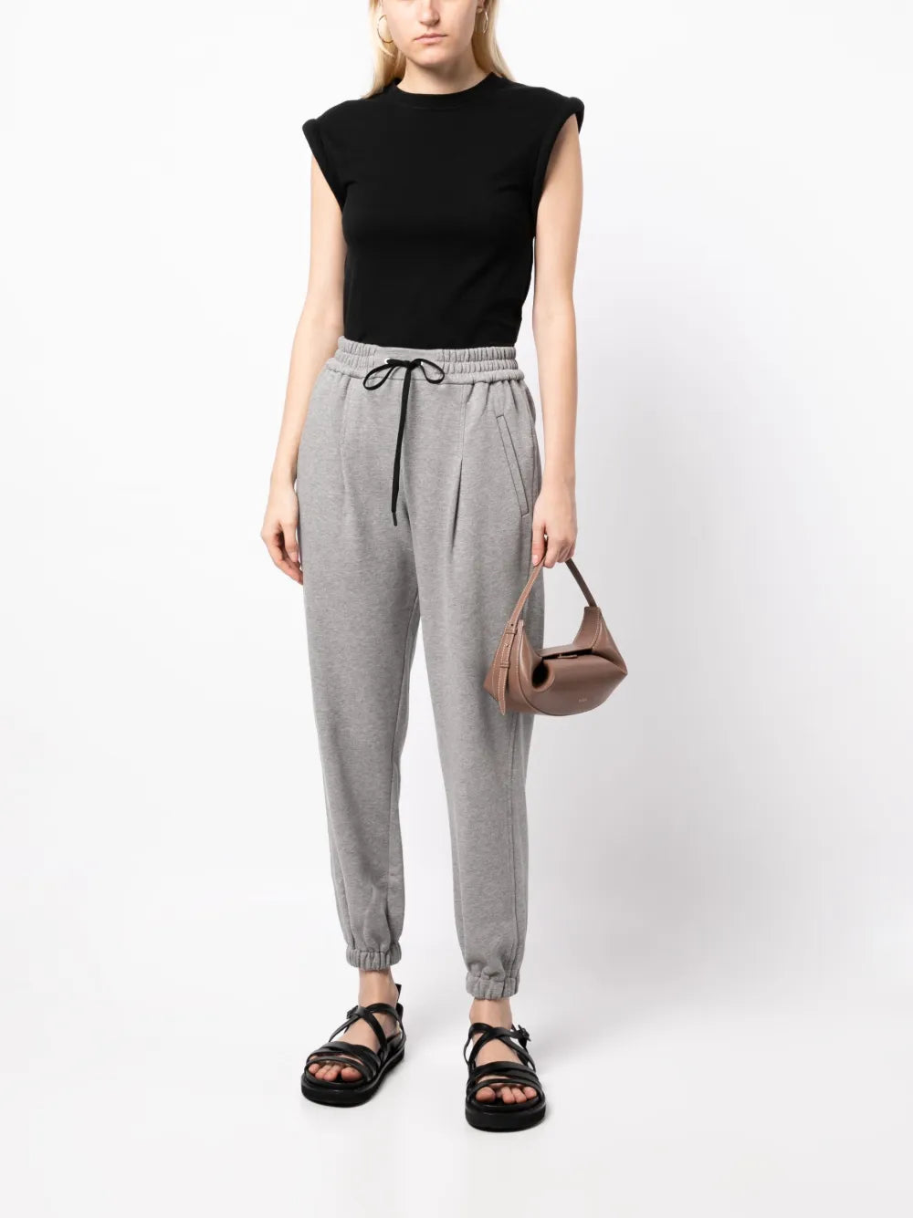 Mélange-Effect Drawstring Track Pants