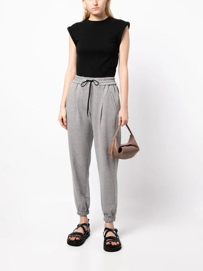 Mélange-Effect Drawstring Track Pants
