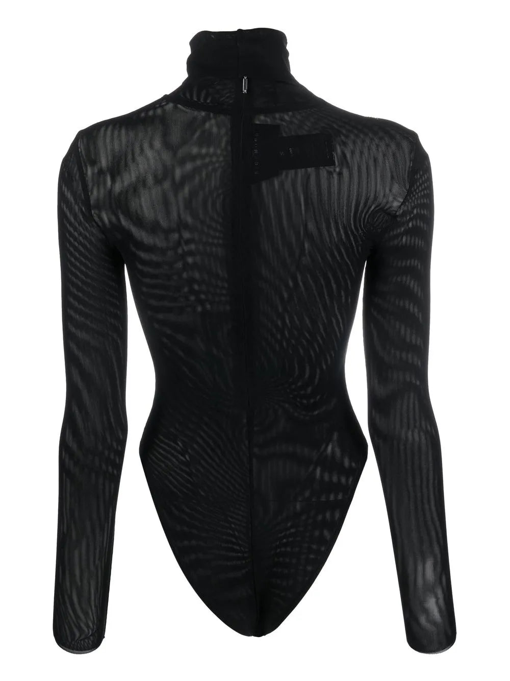Embellished-Logo Sheer Bodysuit