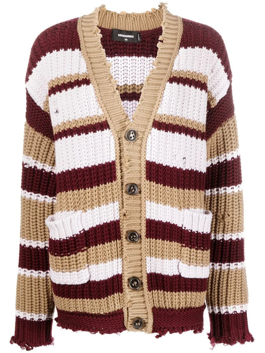 Striped Buttoned Cardigan