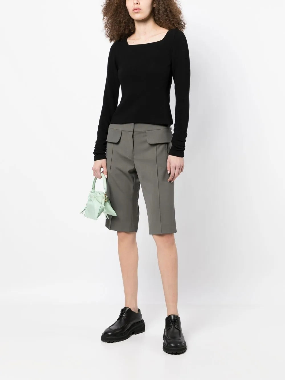Pintuck-Detail Bermuda Shorts