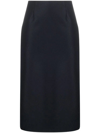 A-Line Twill Midi Skirt