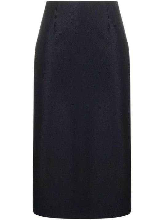 A-Line Twill Midi Skirt