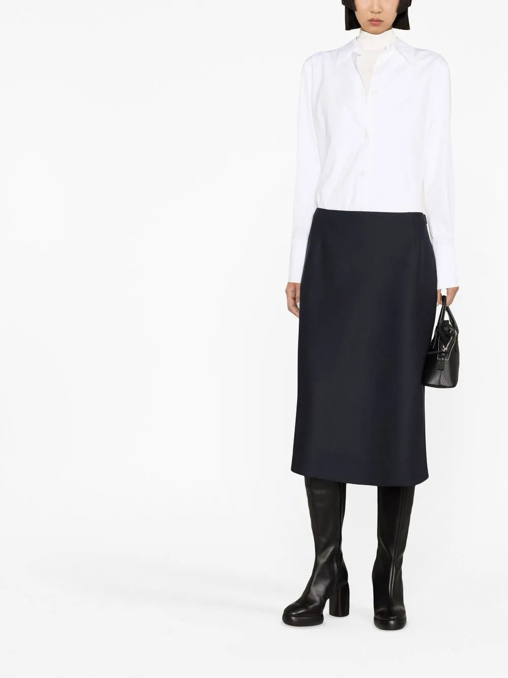A-Line Twill Midi Skirt