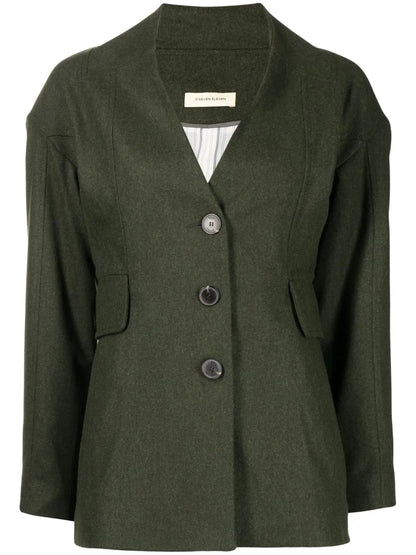 Single-Breasted Collarless Blazer