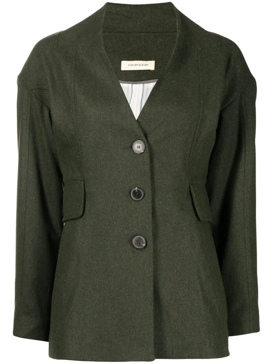 Single-Breasted Collarless Blazer