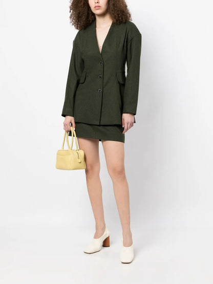 Single-Breasted Collarless Blazer