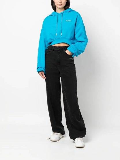 Cropped Logo-Print Hoodie