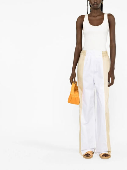 Two-Tone Wide-Leg Trousers