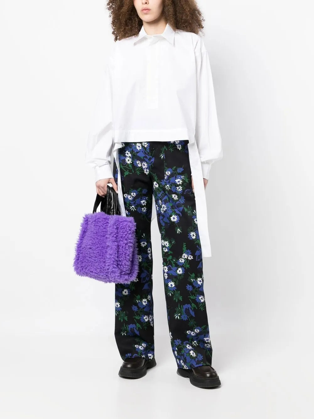 Asymmetric-Hem Cotton Shirt