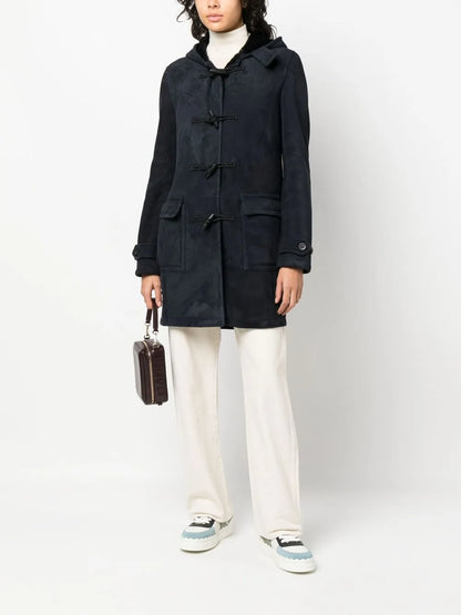 Faux-Fur Lined Suede Duffle Coat