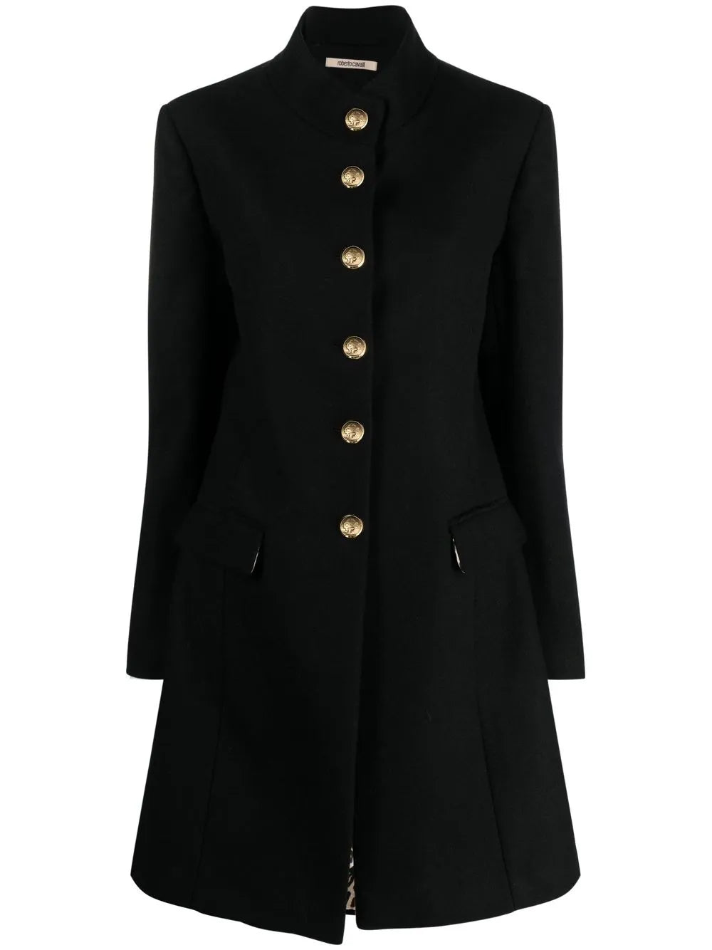 Button-Front Collarless Coat