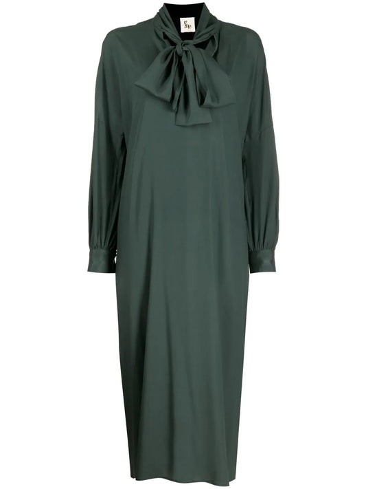 Scarf-Detail Scoop Neck Dress