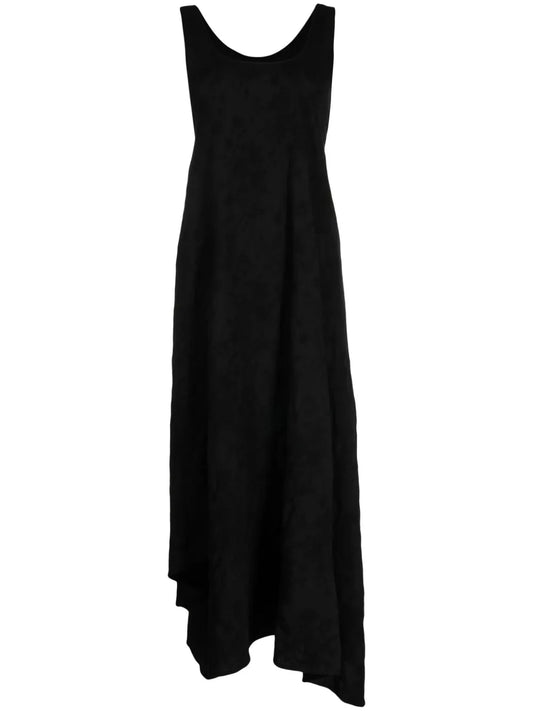 Asymmetric Scoop-Neck Midi Dress