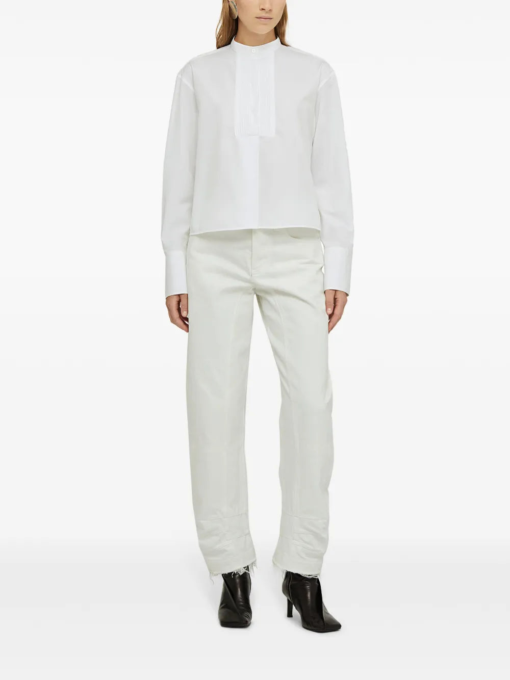 Band-Collar Cotton Shirt
