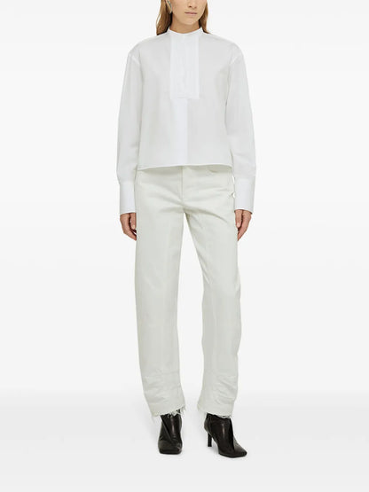 Band-Collar Cotton Shirt