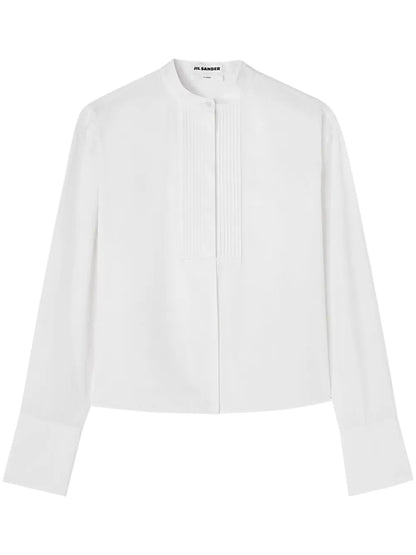 Band-Collar Cotton Shirt
