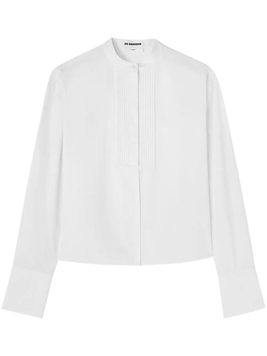 Band-Collar Cotton Shirt