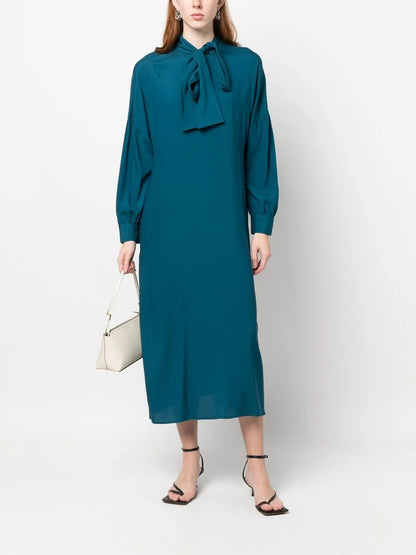 Scarf-Detail Midi Dress