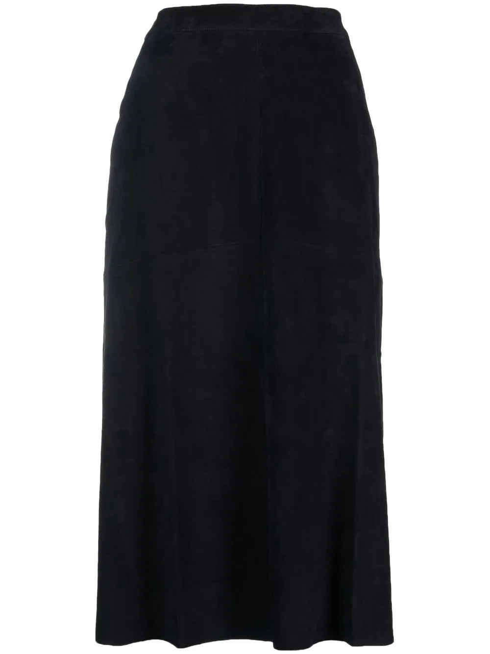 High-Waisted Suede Midi Skirt