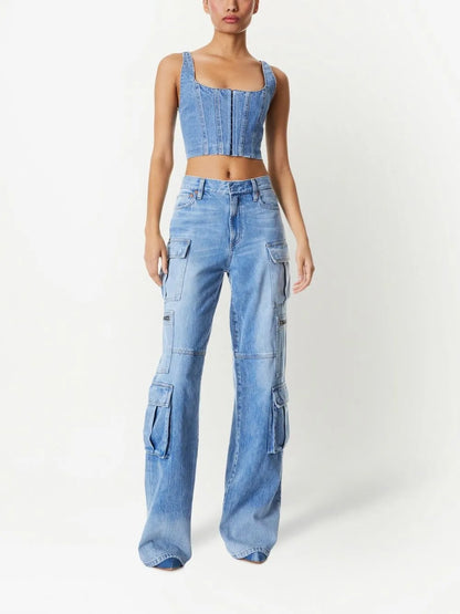 Cay Baggy Denim Cargo Trousers
