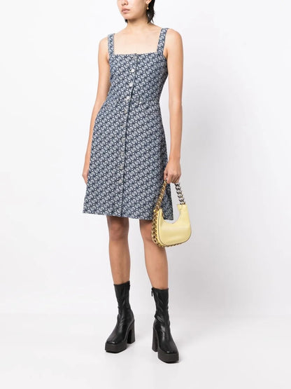 Jacquard-Logo Denim Dress
