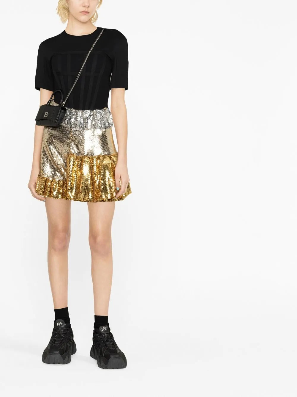 Tiered Sequinned Miniskirt