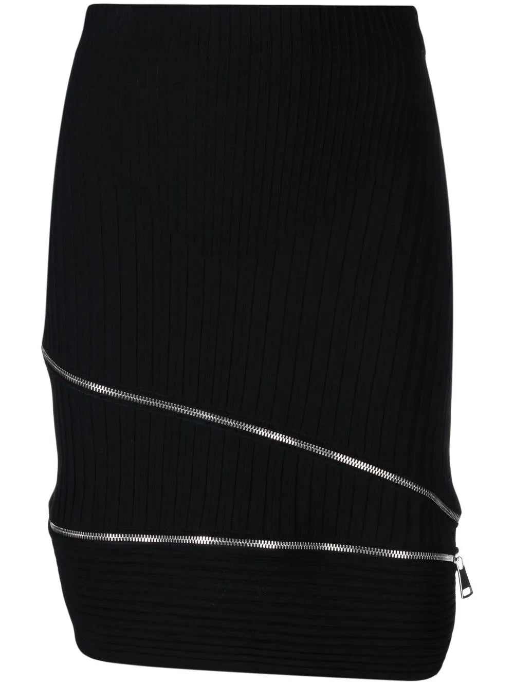 Zip-Detail Knitted Skirt
