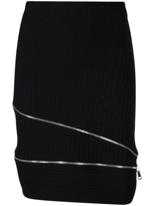 Zip-Detail Knitted Skirt