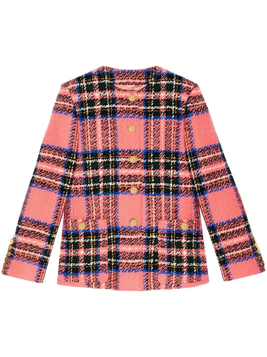Tartan-Check Bouclé Jacket