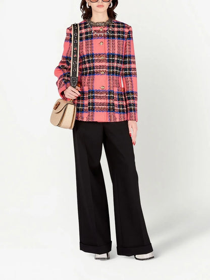 Tartan-Check Bouclé Jacket
