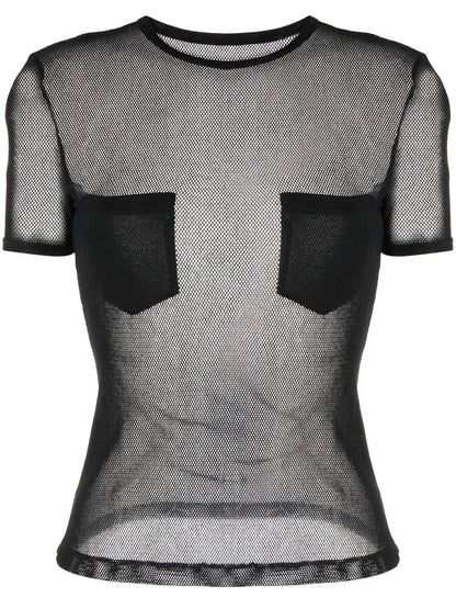 Pocket-Detail Mesh Cotton T-Shirt