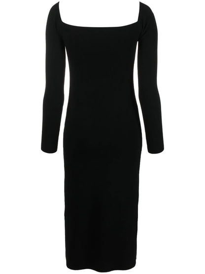 Off-Shoulder Knitted Midi Dress