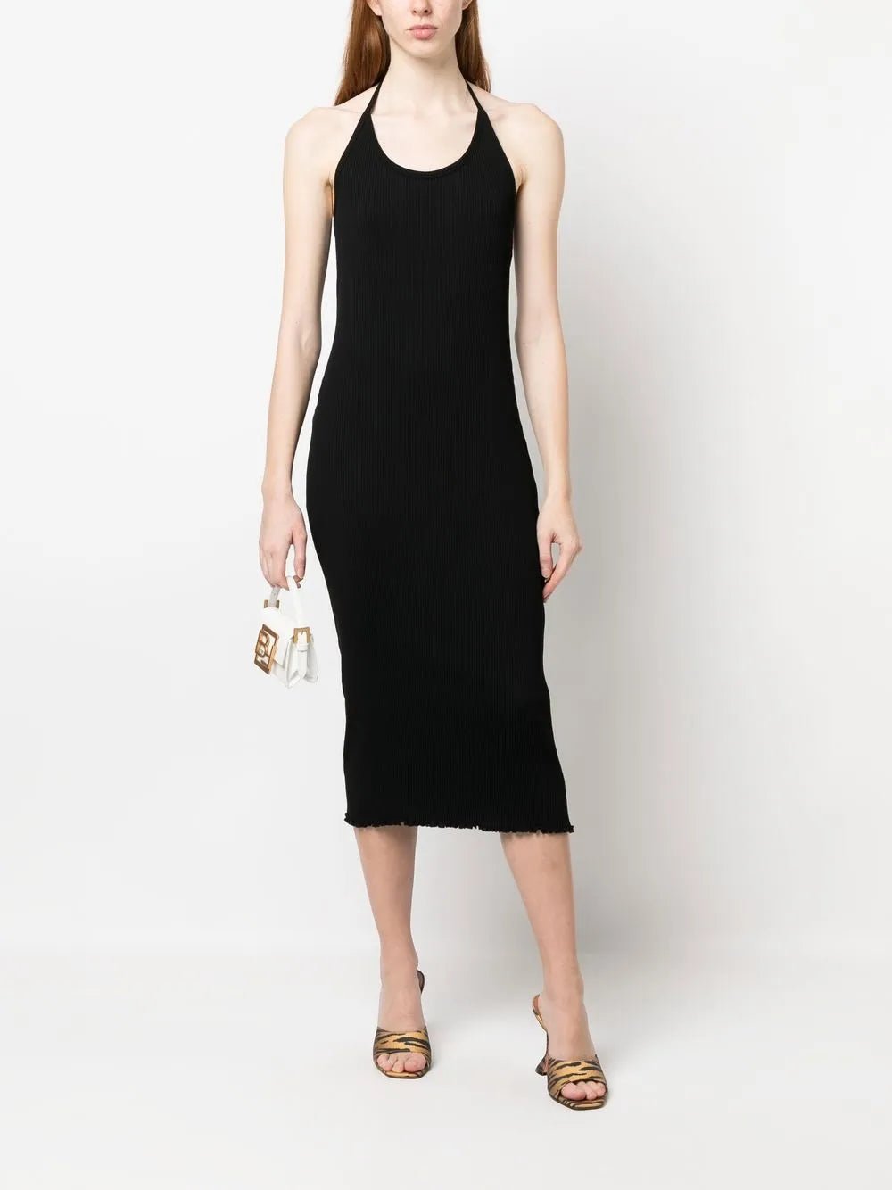 Ribbed Halterneck Midi Dress
