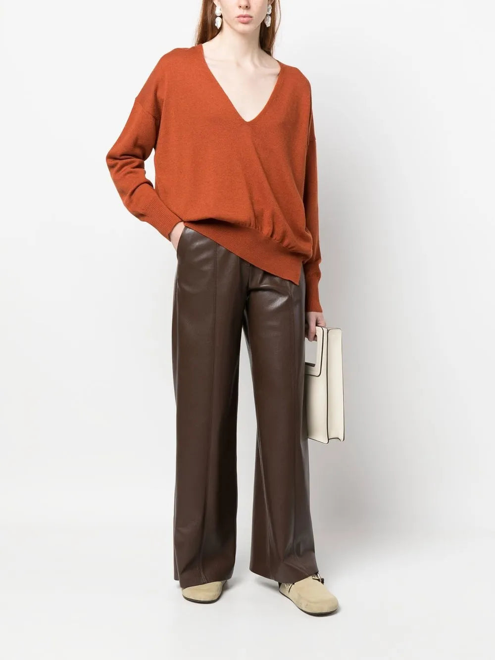 Drop-Shoulder V-Neck Sweater