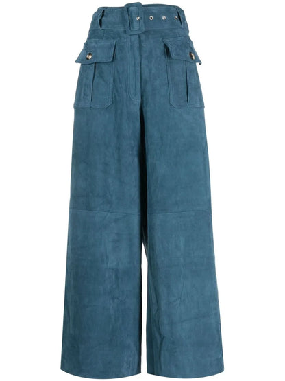 Wide-Leg Suede Trousers