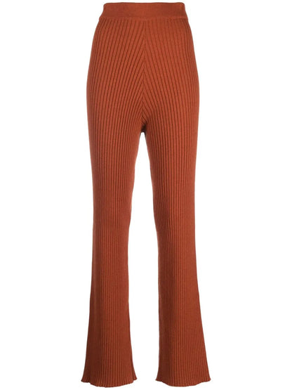 Ribbed-Knit Flared Trousers