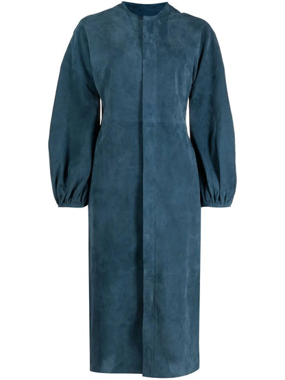 Long Puff Sleeves Midi Dress