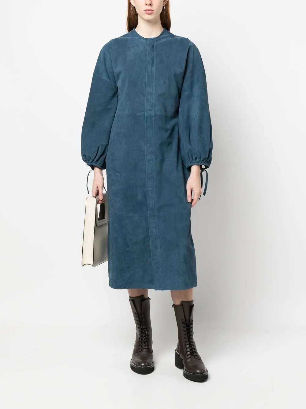 Long Puff Sleeves Midi Dress